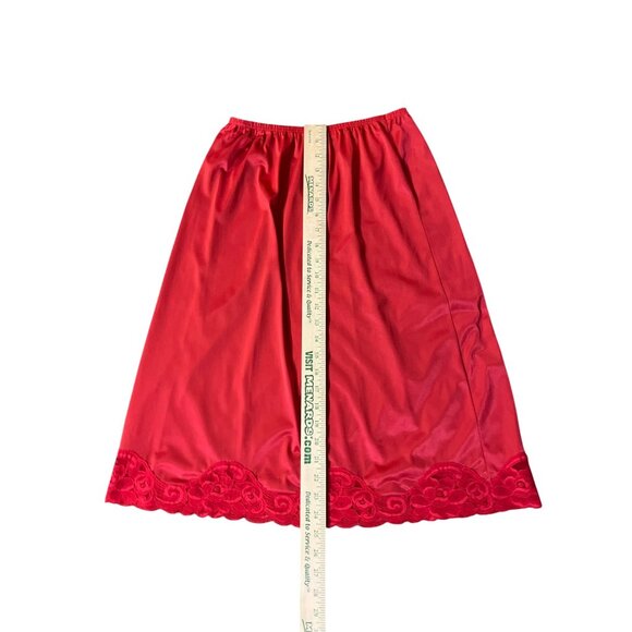 Vintage Vanity Fair Half Slip Red Nylon Lace Trim Womens M 26" USA - Picture 11 of 15